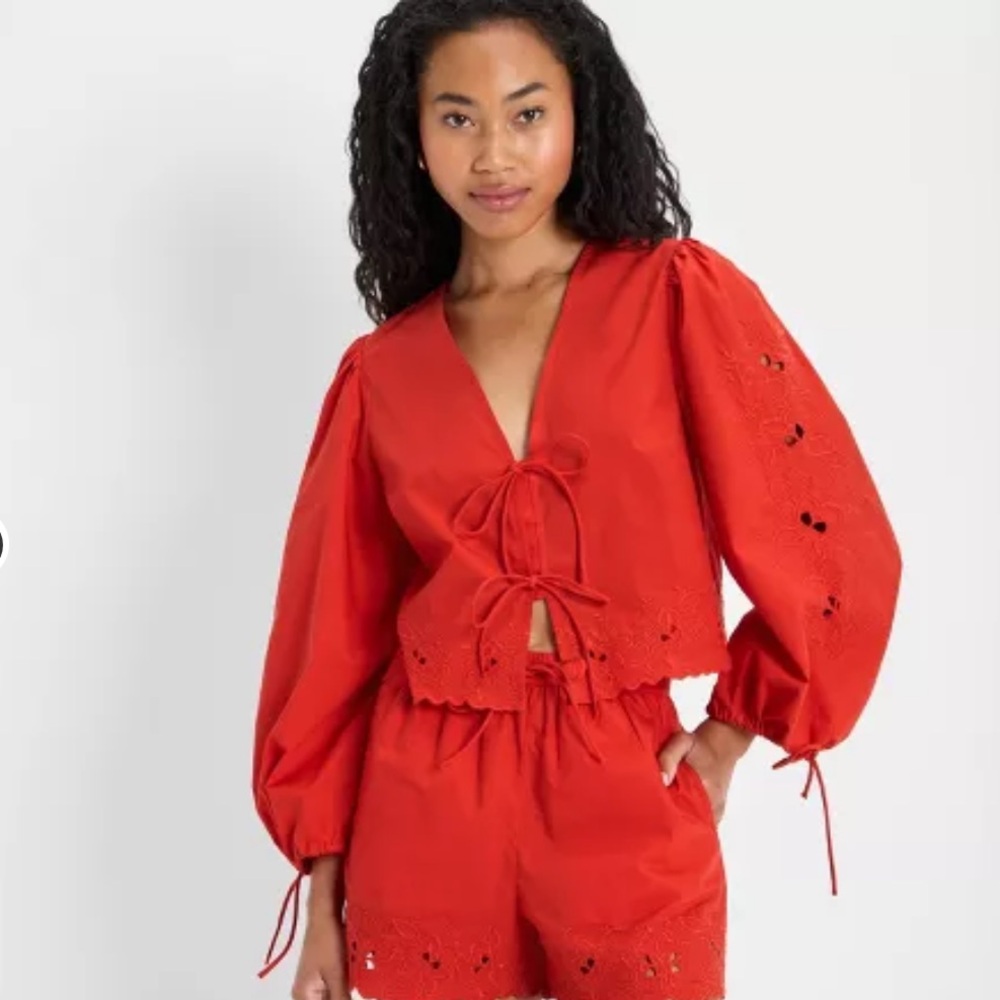 Red Tie Blouse